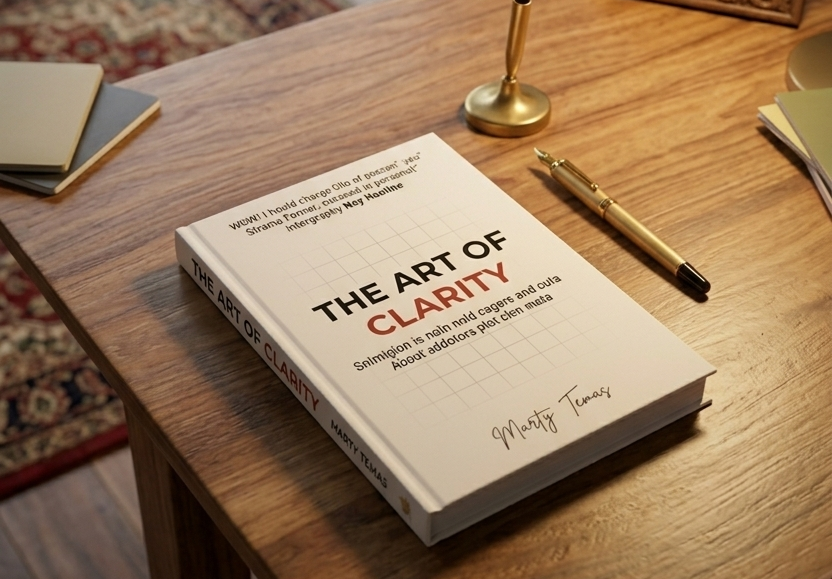 The Art of Clarity by Murthy Thevar on a reader's table The Art of Clarity by Murthy Thevar on a reader's table