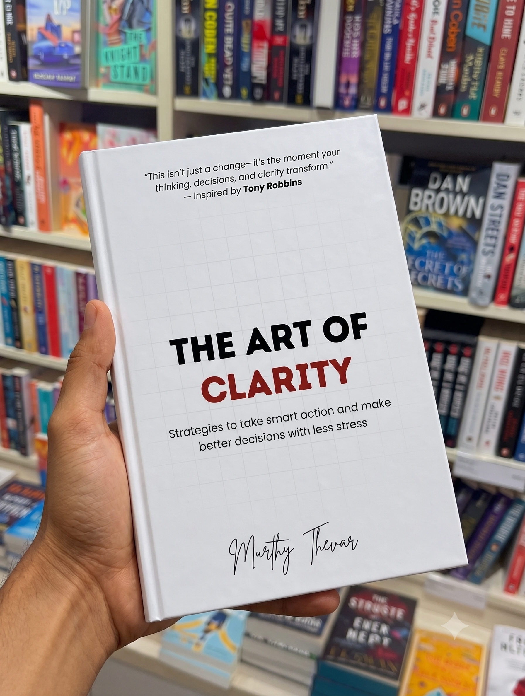 The Art of Clarity by Murthy Thevar, the bestselling self-help book of the year on display The Art of Clarity by Murthy Thevar, the bestselling self-help book of the year on display