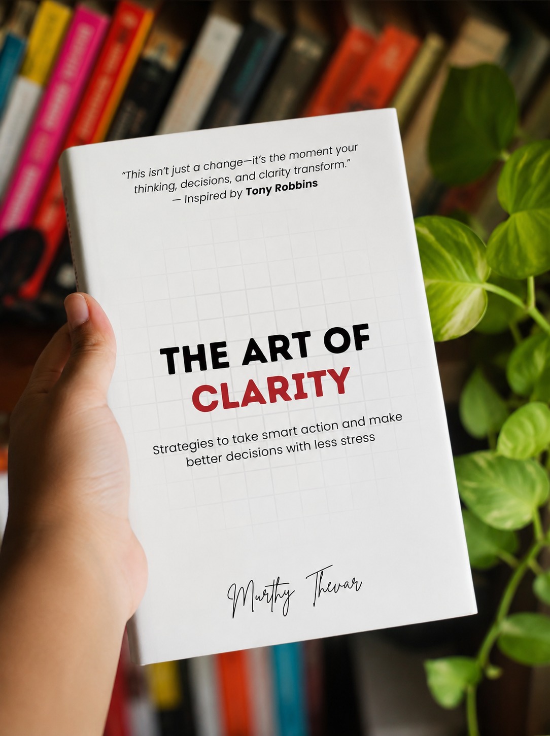 The Art of Clarity book by Murthy Thevar resting in soft natural light The Art of Clarity book by Murthy Thevar resting in soft natural light