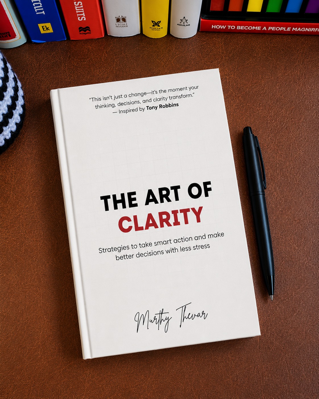 The Art of Clarity by Murthy Thevar, lifestyle photo of the bestselling self-help book The Art of Clarity by Murthy Thevar, lifestyle photo of the bestselling self-help book